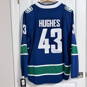 BNWT Authentic Fanatics Vancouver Canucks Quinn Hughes Blue Orca Jersey Size 2XL